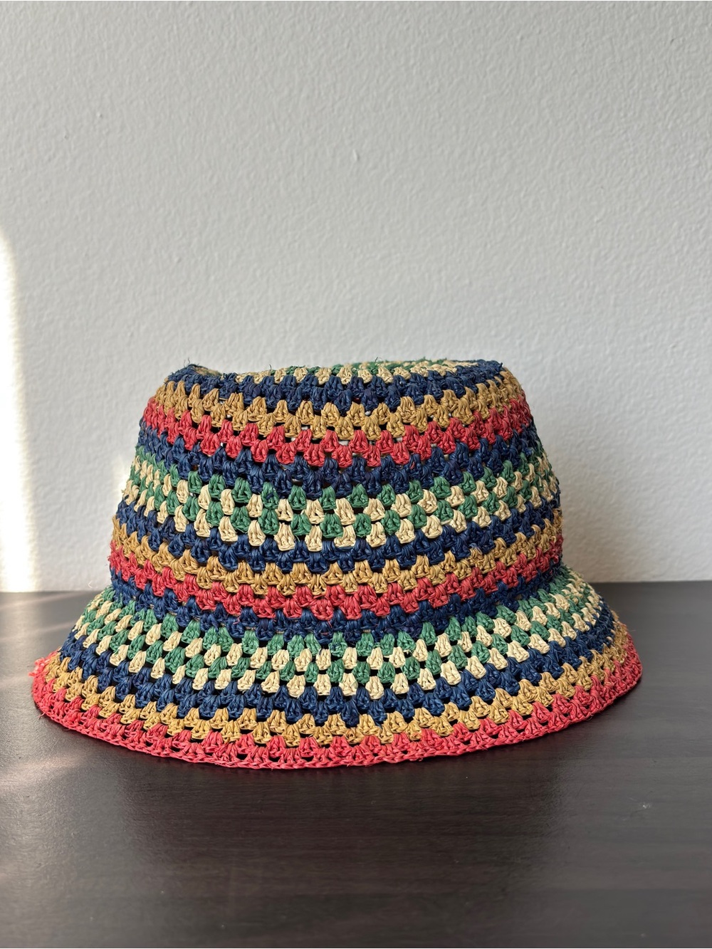 Brixton Crocheted Bucket Hat Multicolor Striped Summer Sun Hat Small
